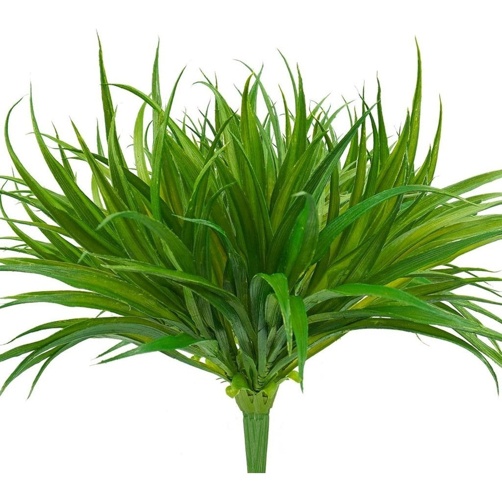 Artificial Grass Fake Plants 17.3in Outdoor Fake Grass UV Resistant Greenery Plastic Plants for Hogar Window Jardín Office Patio Colgante Planter Pathway Front Porch Décor