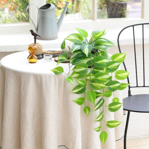 Artificial Devil's Ivy Golden Pothos Fake Planta,Colgante potted Plants for Pared Hogar Patio Indoor Outdoor Decoración(H 26in)