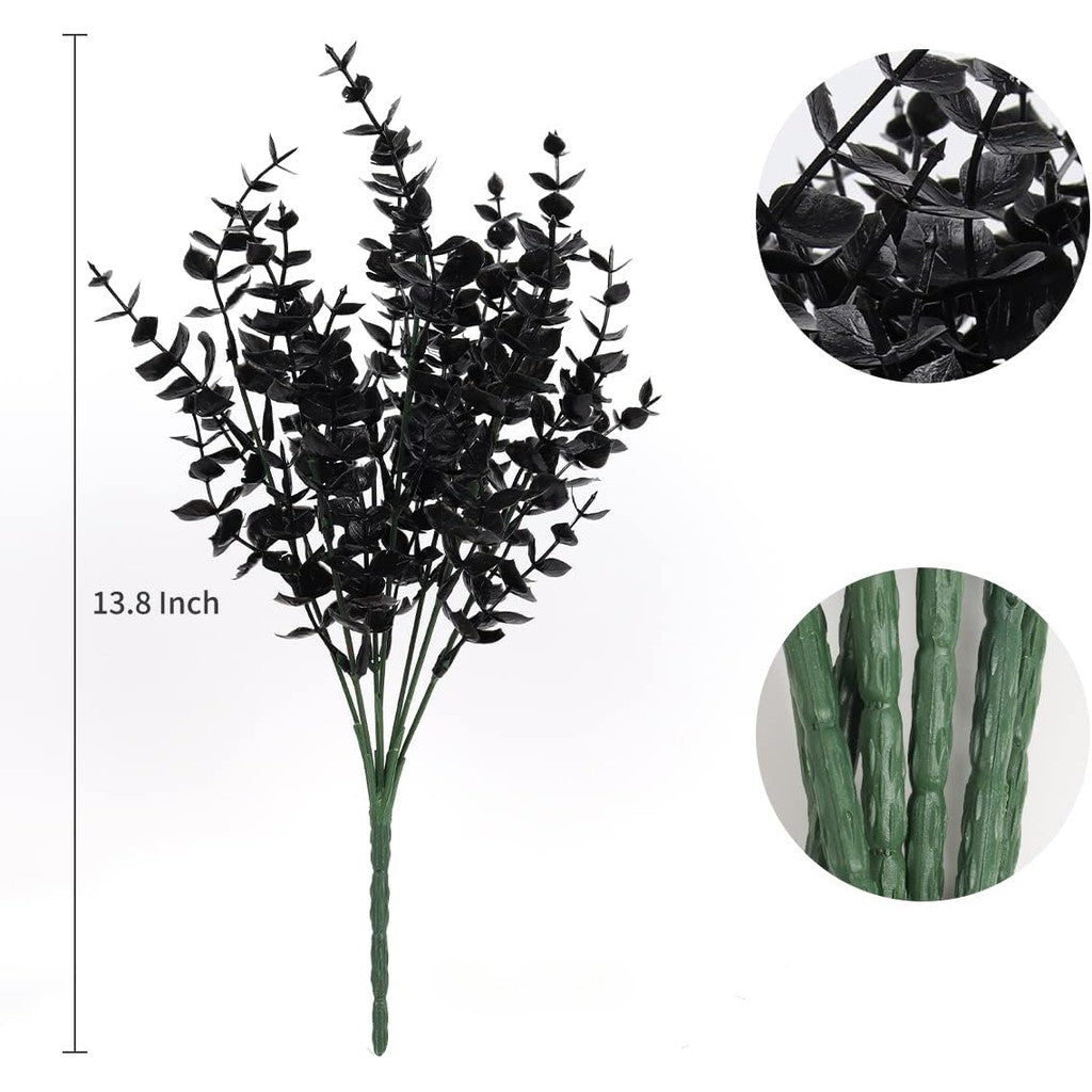 Black Artificial Flowers, Fake Outdoor UV Resistant Plants Faux Plastic Greenery Shrubs Indoor Outside Colgante Planter Halloween Flower Decoración, Jardín Decoración