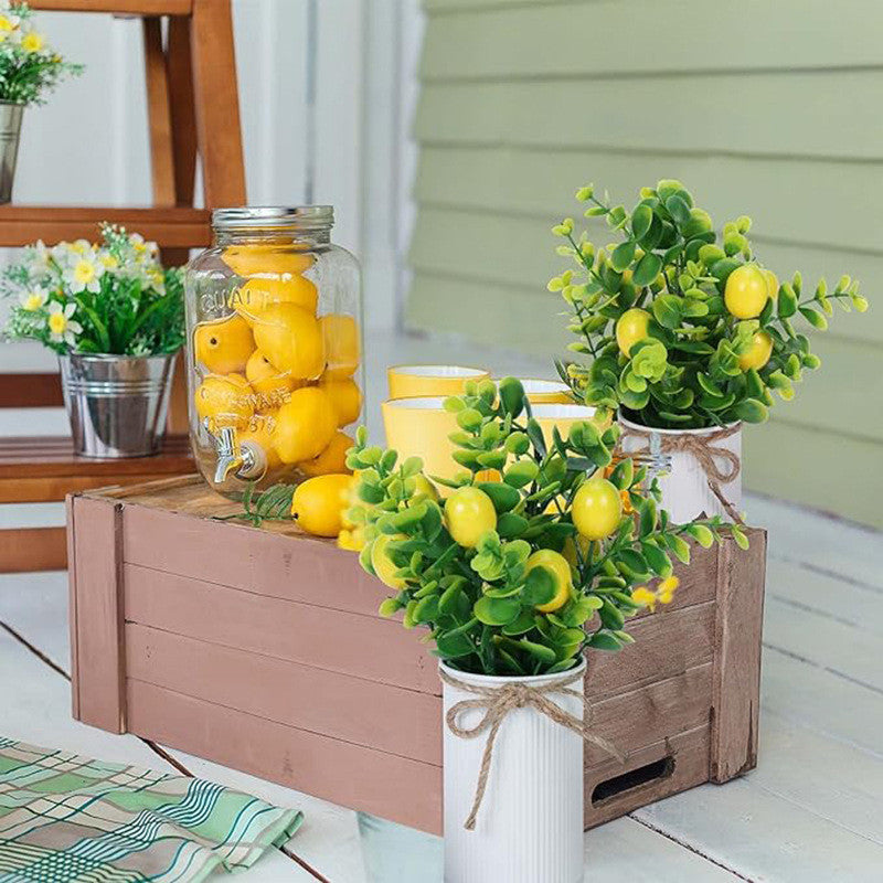 Fake Lemon Centerpieces for Tables Artificial Lemons Decoración for Hogar Faux Lemon Branches with Mason Jar Summer Centerpieces Lemon Decorations for Farmhouse Office Kitchen