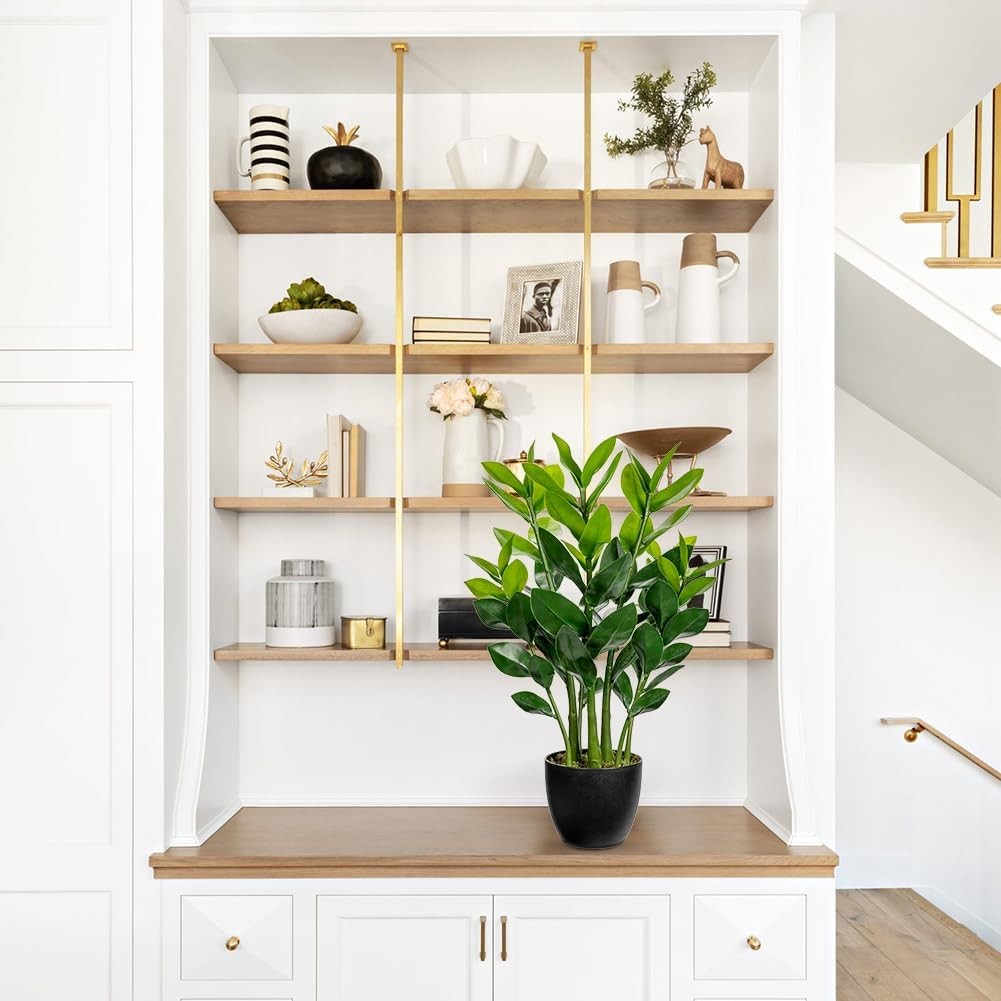 Artificial ZZ Plants Real Touch Faux Plants Indoor fake zamioculcas Zamiifolia Potted Planta in Black Pot ArtificialGreen Leaf Planta Hogar Decoración Office Room Table Greenery Decoración