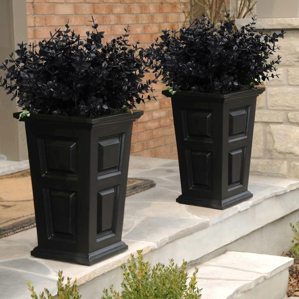 Black Artificial Flowers, Fake Outdoor UV Resistant Plants Faux Plastic Greenery Shrubs Indoor Outside Colgante Planter Halloween Flower Decoración, Jardín Decoración