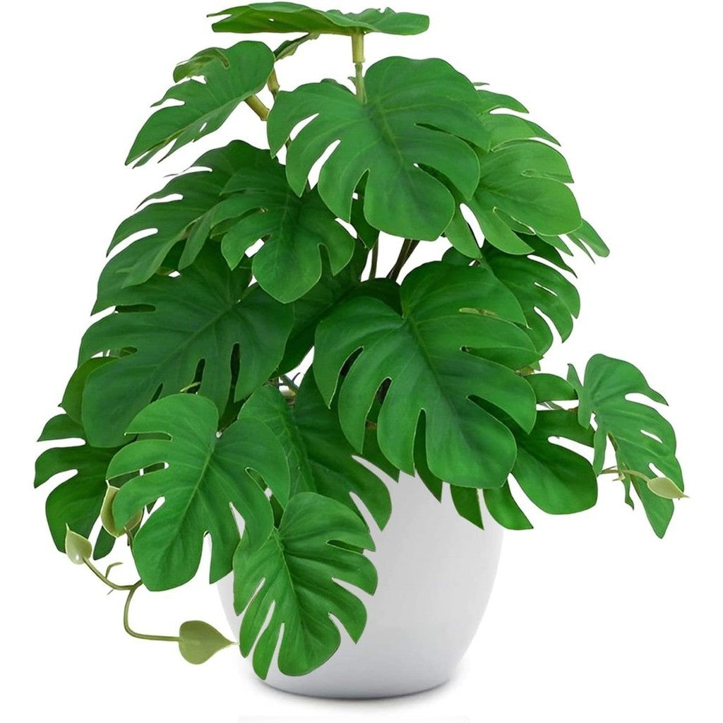 Artificial Plants Artificial Monstera, Mini Fake Plants Small Artificial Plants in Pots for Hogar Decoración Indoor for Office Desk Living Room Apartment Bathroom Kitchen Balcony