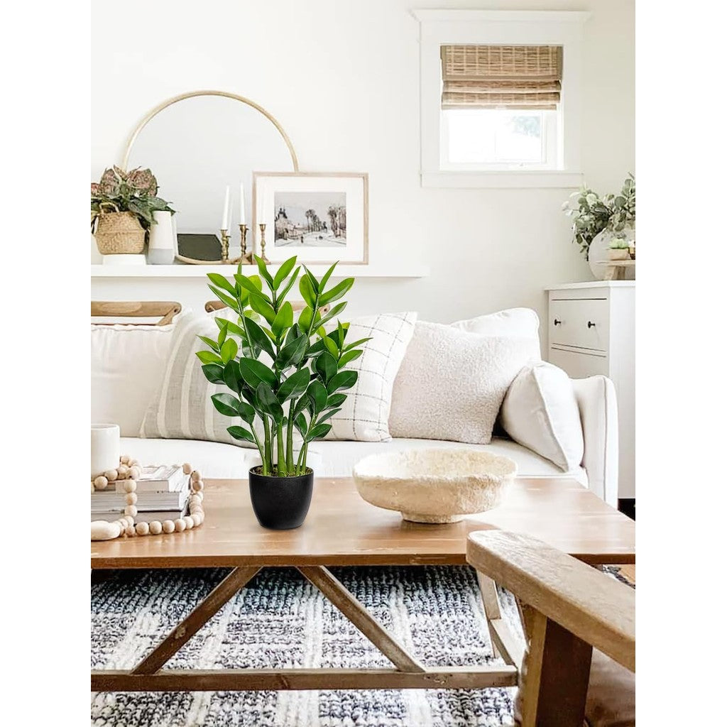 Artificial ZZ Plants Real Touch Faux Plants Indoor fake zamioculcas Zamiifolia Potted Planta in Black Pot ArtificialGreen Leaf Planta Hogar Decoración Office Room Table Greenery Decoración