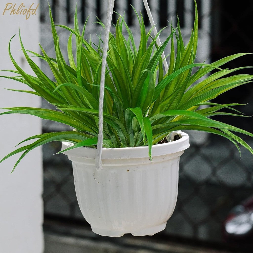 Artificial Grass Fake Plants 17.3in Outdoor Fake Grass UV Resistant Greenery Plastic Plants for Hogar Window Jardín Office Patio Colgante Planter Pathway Front Porch Décor