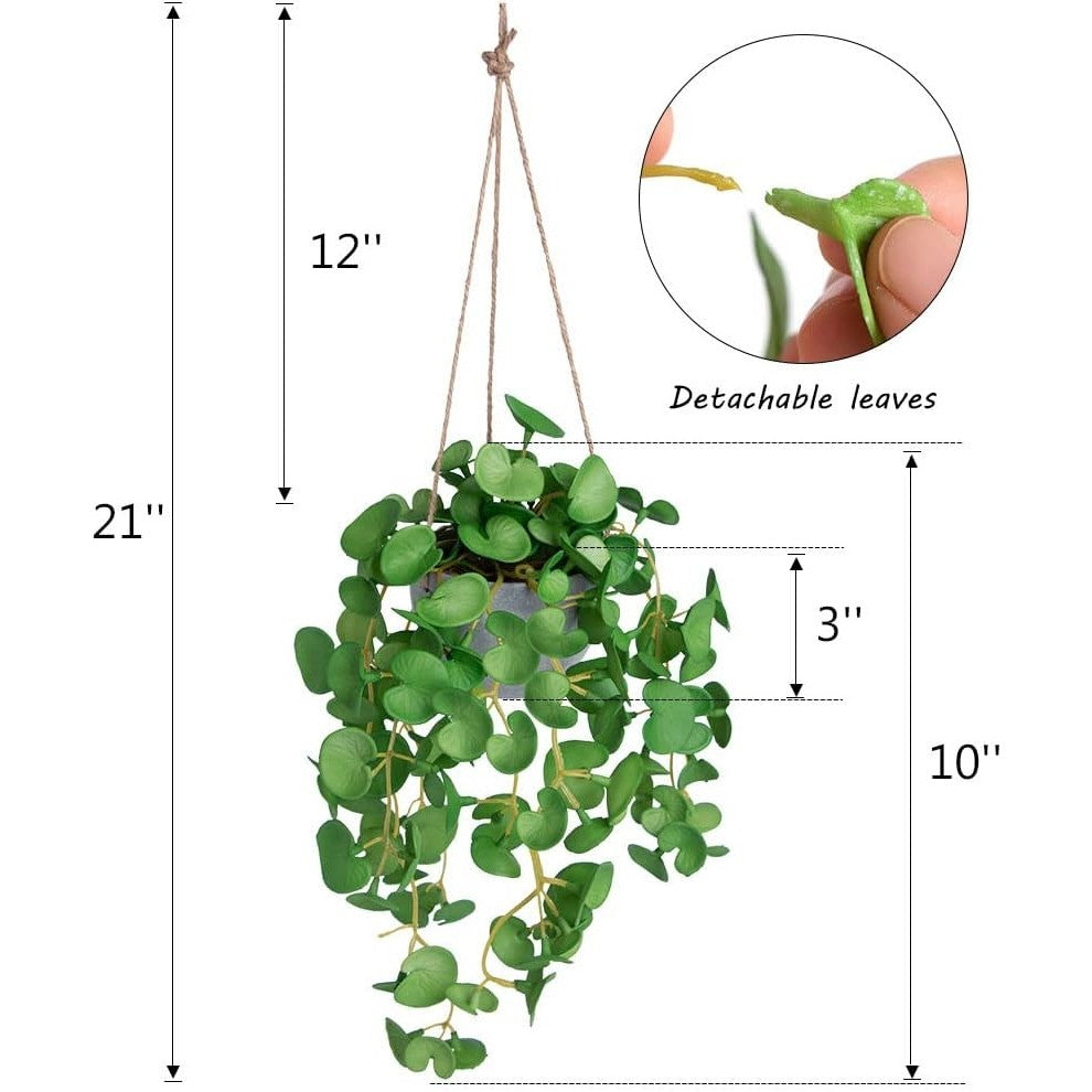 Fake Colgante Plants with Pots, Artificial Faux Anthurium Leaf Colgante Basket Planta for Pared Hogar Room Indoor Outdoor Decoración