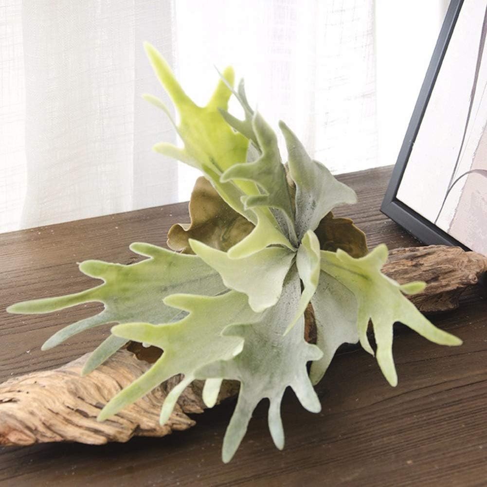 Artificial Flocking Succulents Planta Fake Staghorns Fern Platycerium Grass Leaves Faux Verde Potted Planta