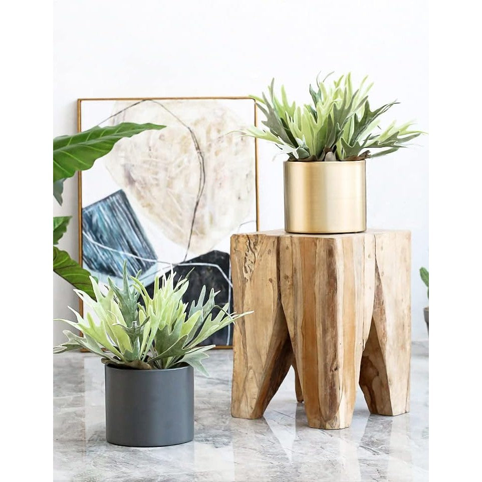 Artificial Flocking Succulents Planta Fake Staghorns Fern Platycerium Grass Leaves Faux Verde Potted Planta