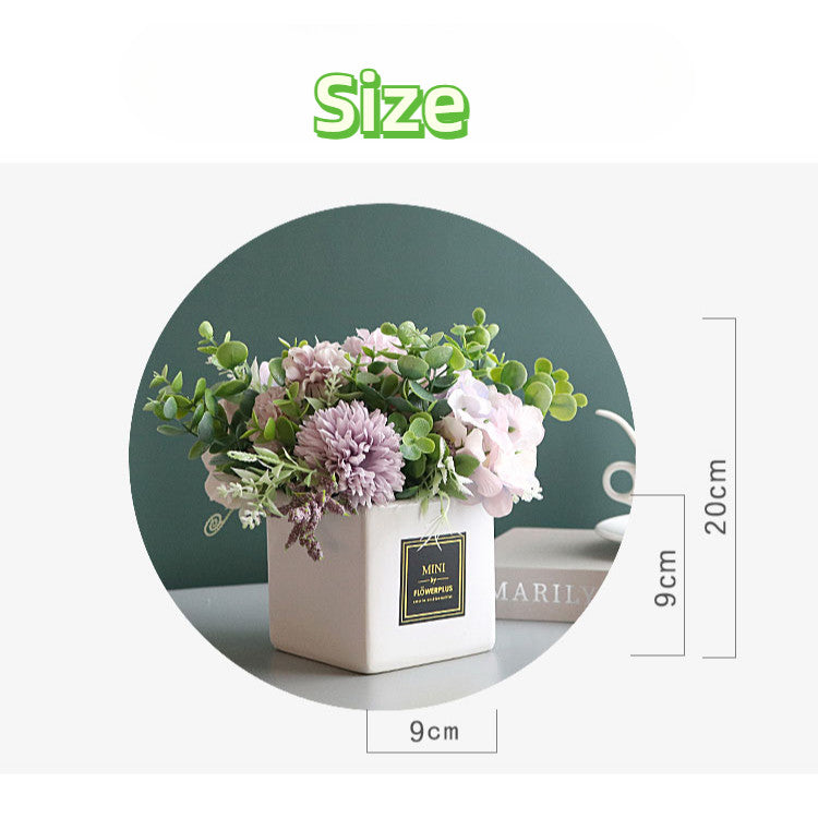 Fake Peony Flowers in Plastic Vase,Faux Hydrangea Flower Arrangements for Hogar Decoración Artificial Flowers with Vase