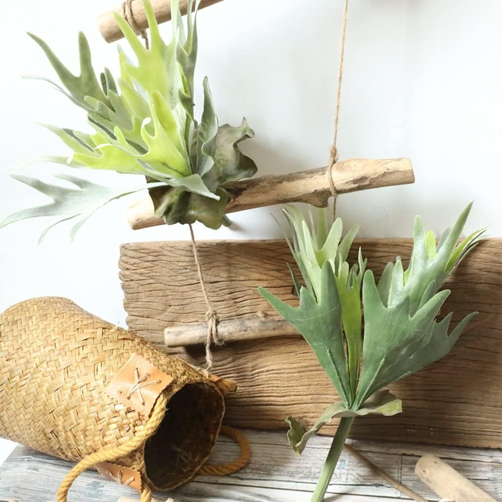 Artificial Flocking Succulents Planta Fake Staghorns Fern Platycerium Grass Leaves Faux Verde Potted Planta