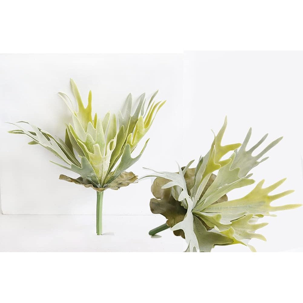 Artificial Flocking Succulents Planta Fake Staghorns Fern Platycerium Grass Leaves Faux Verde Potted Planta