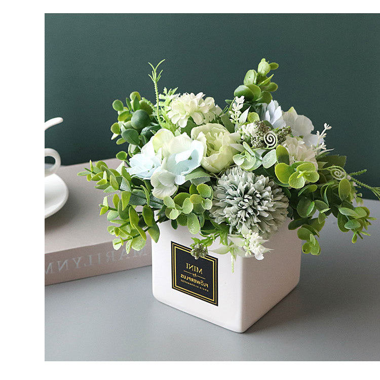 Fake Peony Flowers in Plastic Vase,Faux Hydrangea Flower Arrangements for Hogar Decoración Artificial Flowers with Vase