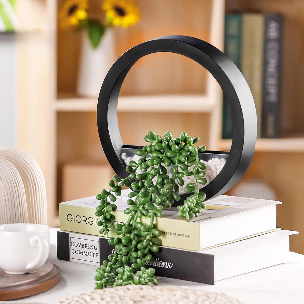 Fake Plants Colgante Artificial Succulents Plants in Black Pots for Living Room Bathroom Accessories Boho Pared Decoración