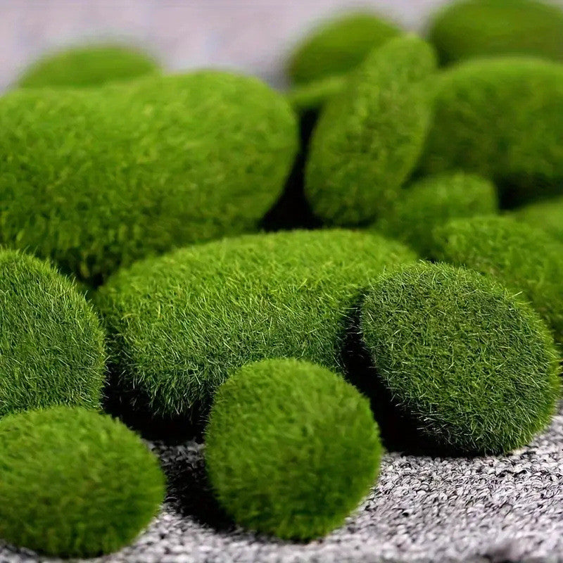 Artificial Moss Rocks, 6 Tamaño Faux Verde Moss Covered Stones Verde Moss Balls Decorative Fake Moss Decoración for Fairy Gardens Floral Arrangements Craft