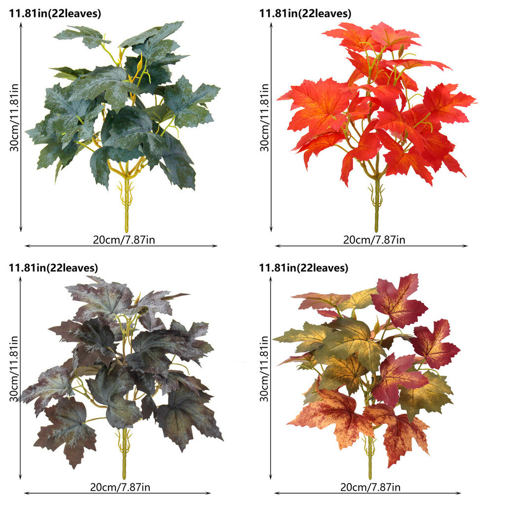 Artificial Maple Leaves Branches, Faux Autumn Leaves, Fake Fall Maple Leaves Stems, Fall Maple Shrubs, Faux Autumn Plants, Thanksgiving Decorations Table Centerpieces