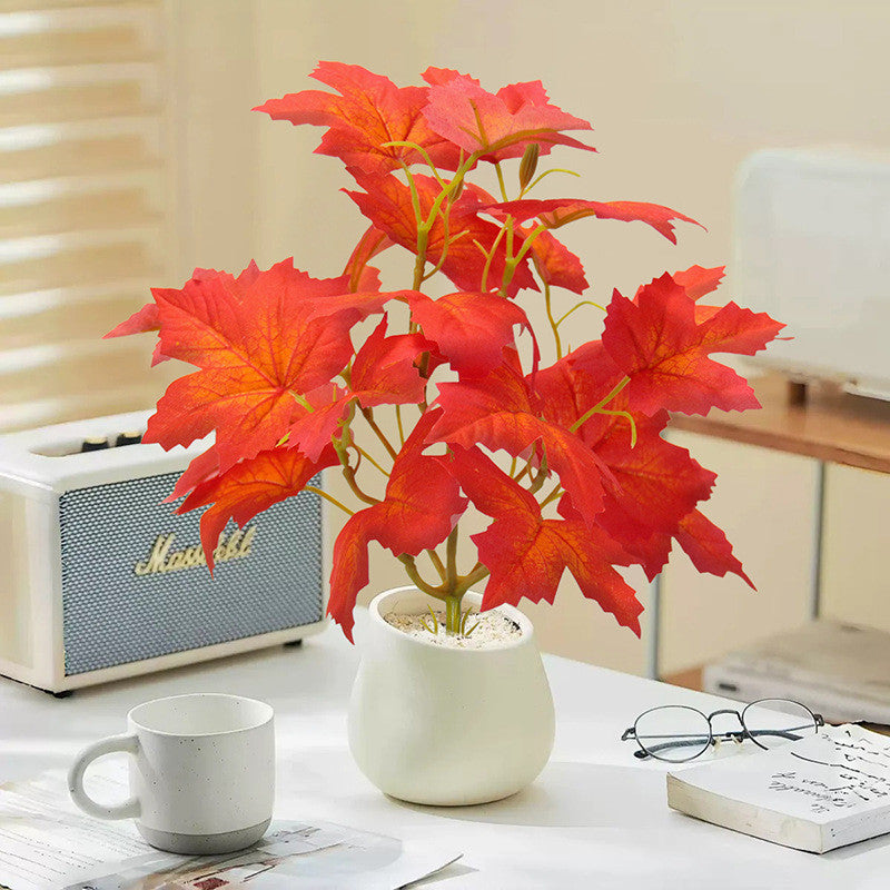 Artificial Maple Leaves Branches, Faux Autumn Leaves, Fake Fall Maple Leaves Stems, Fall Maple Shrubs, Faux Autumn Plants, Thanksgiving Decorations Table Centerpieces