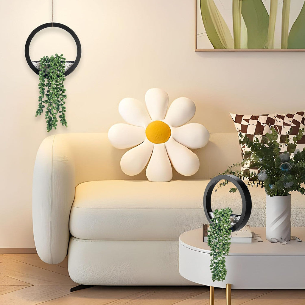 Fake Plants Colgante Artificial Succulents Plants in Black Pots for Living Room Bathroom Accessories Boho Pared Decoración