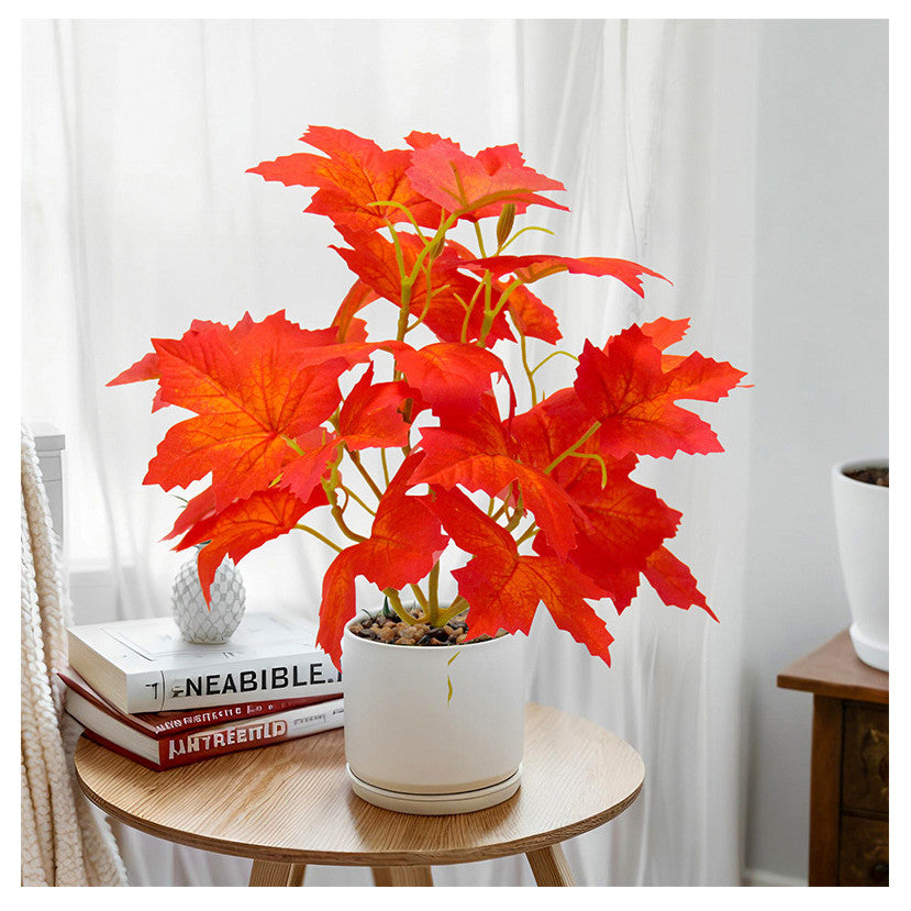 Artificial Maple Leaves Branches, Faux Autumn Leaves, Fake Fall Maple Leaves Stems, Fall Maple Shrubs, Faux Autumn Plants, Thanksgiving Decorations Table Centerpieces