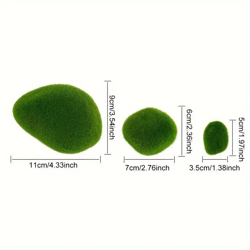 Artificial Moss Rocks, 6 Tamaño Faux Verde Moss Covered Stones Verde Moss Balls Decorative Fake Moss Decoración for Fairy Gardens Floral Arrangements Craft