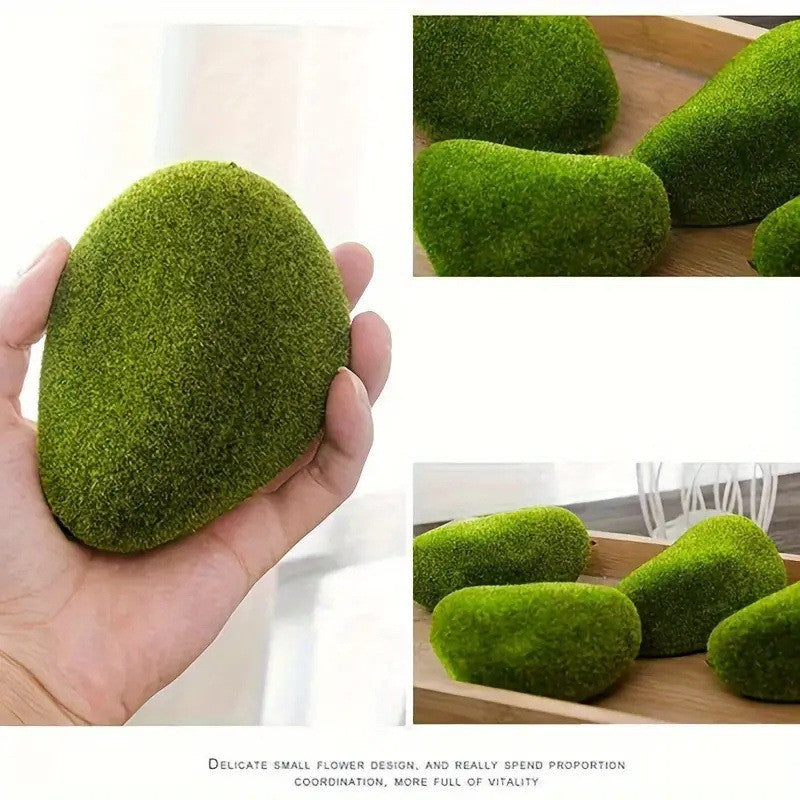 Artificial Moss Rocks, 6 Tamaño Faux Verde Moss Covered Stones Verde Moss Balls Decorative Fake Moss Decoración for Fairy Gardens Floral Arrangements Craft