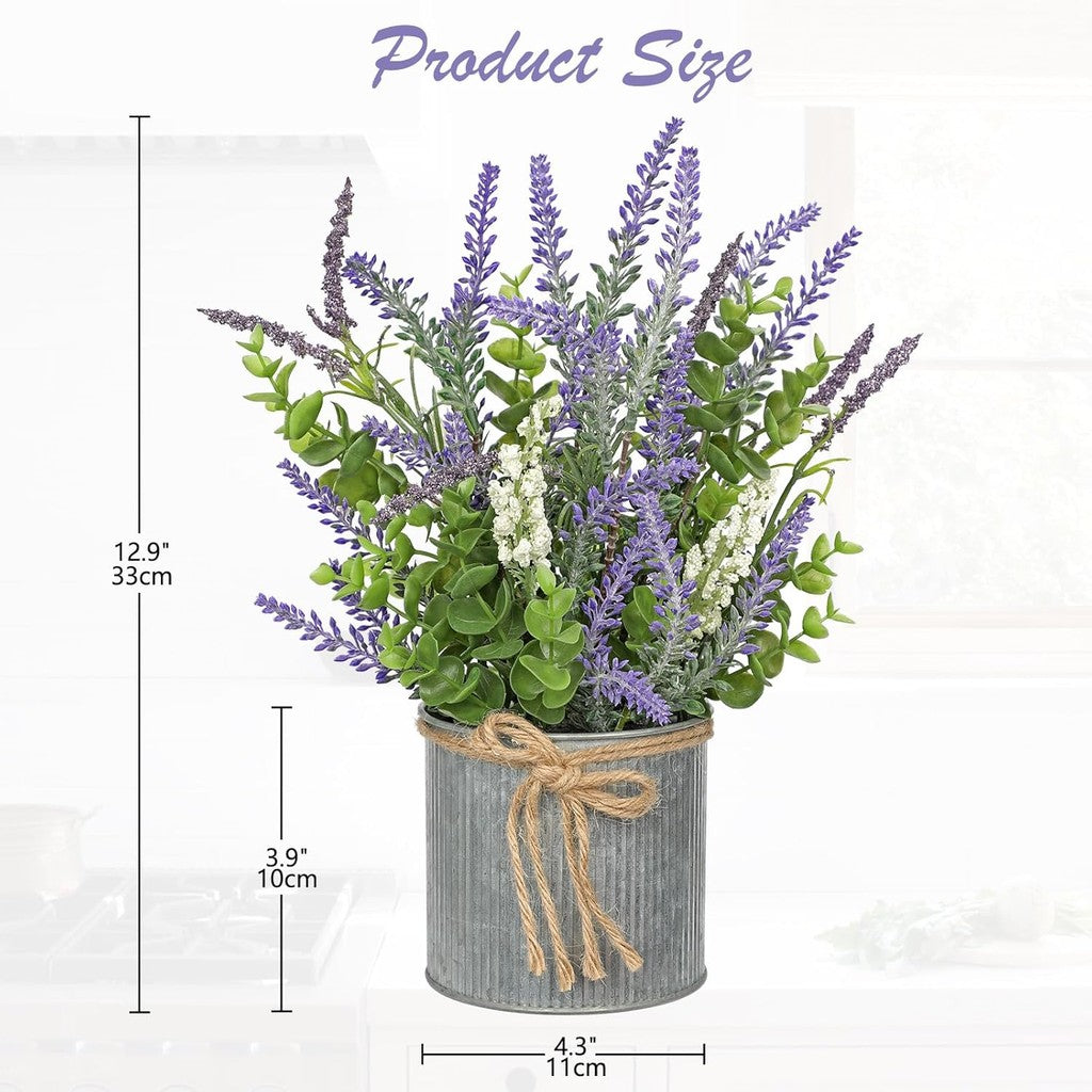 Rustic Lavender Flowers Artificial Lavender Decoración Fake Lavender Planta in Metal Pot  in Pots for Hogar Bathroom Table Centerpieces Wedding Decoración Potted Lavender Flower Decoración