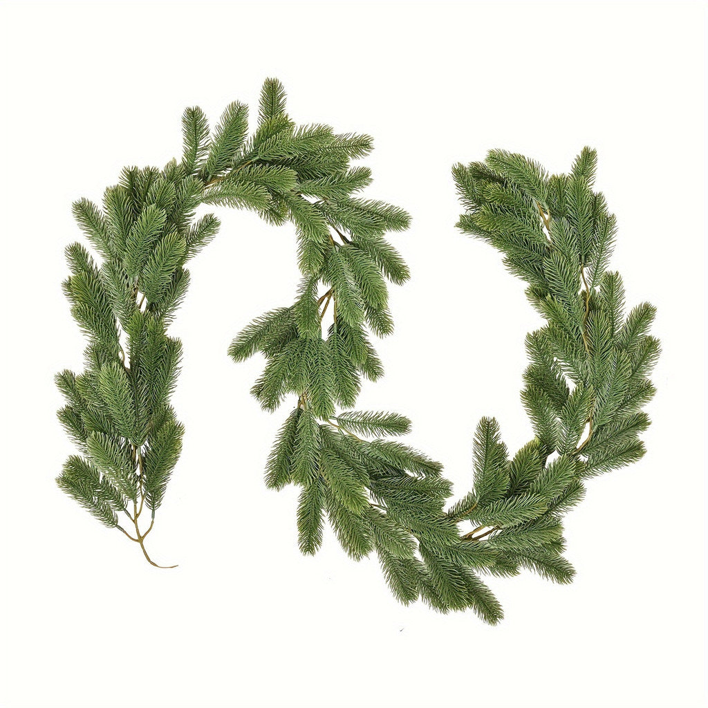 Christmas Pine Garland Artificial Cedar Greenery Vines Decoración Faux Colgante Winter Cypress Fork Ivy Rattan Xmas Pine Needles Wreath for Holiday Party Hogar Jardín Mantel Table