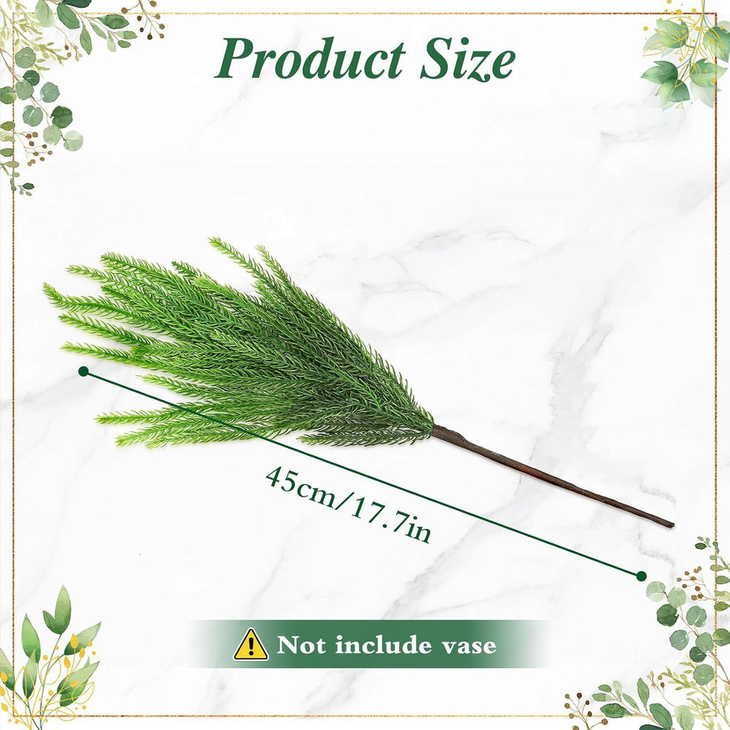 Pine Branches - 18 Inch Artificial Verde Pine Stem - Real Touch Pines Branches - Christmas Greenery Pines Branches for DIY Flower Arrangement Hogar Indoor Christmas Decoración