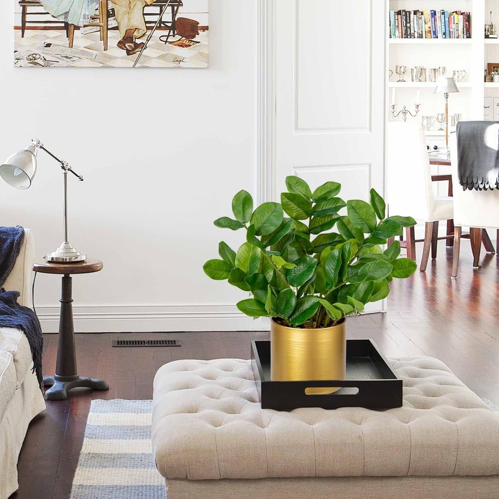Faux Plants Indoor  Artificial ZZ Plants in Gold Pot Fake Potted Zamioculcas Silk Plants for Hogar Table Decoración Bedroom Aesthetic