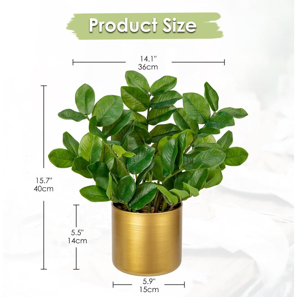 Faux Plants Indoor  Artificial ZZ Plants in Gold Pot Fake Potted Zamioculcas Silk Plants for Hogar Table Decoración Bedroom Aesthetic