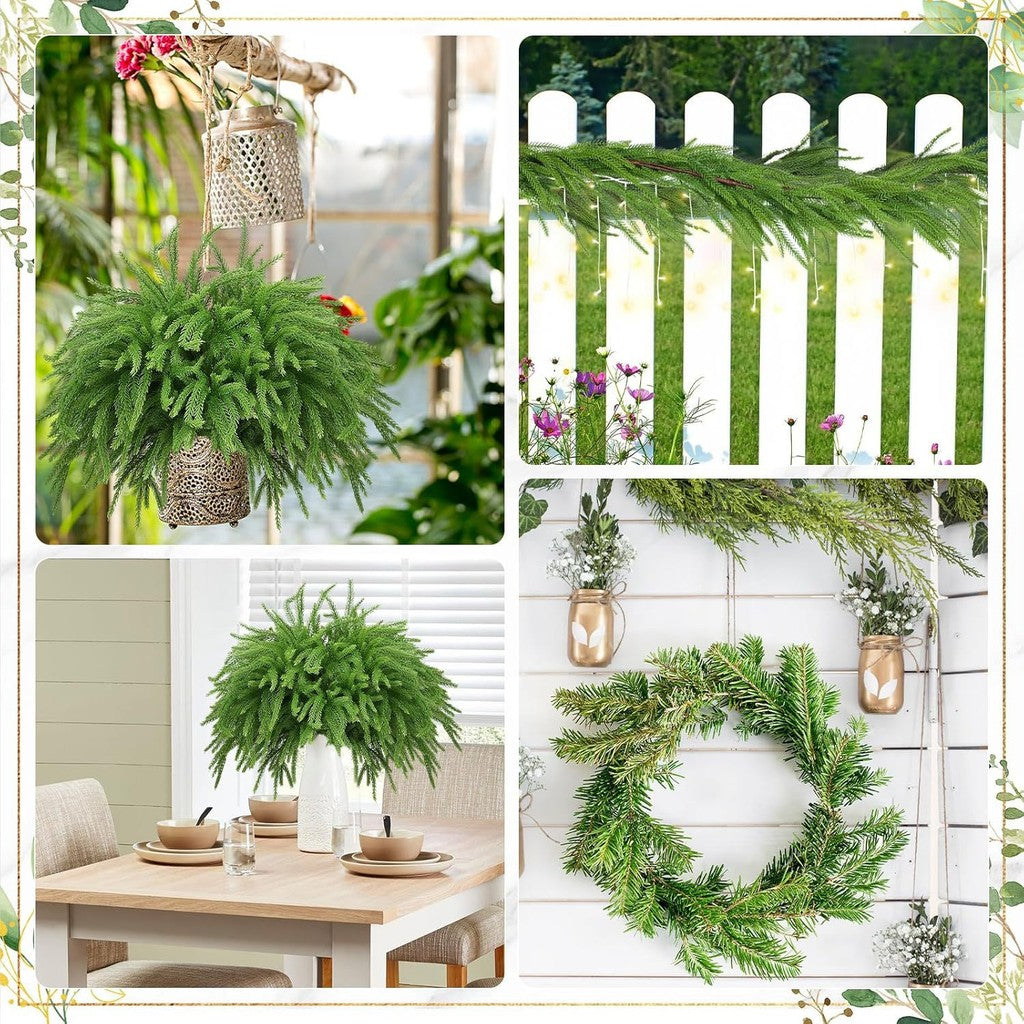 Pine Branches - 18 Inch Artificial Verde Pine Stem - Real Touch Pines Branches - Christmas Greenery Pines Branches for DIY Flower Arrangement Hogar Indoor Christmas Decoración